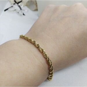 Plus sized 14kt Italy stamped gold Bonded bracelet unisex 10.5‎ (NOT SOLID GOLD